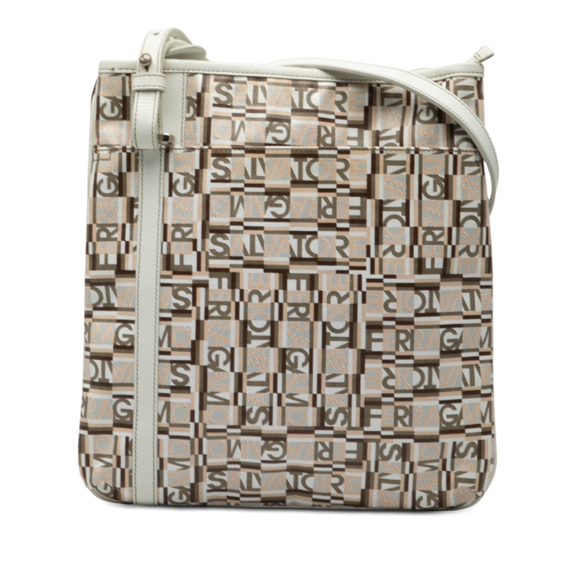 Pre-Loved Ferragamo Coated Canvas Logo Crossbody